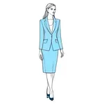 tailored knee-length powder blue dress suit image